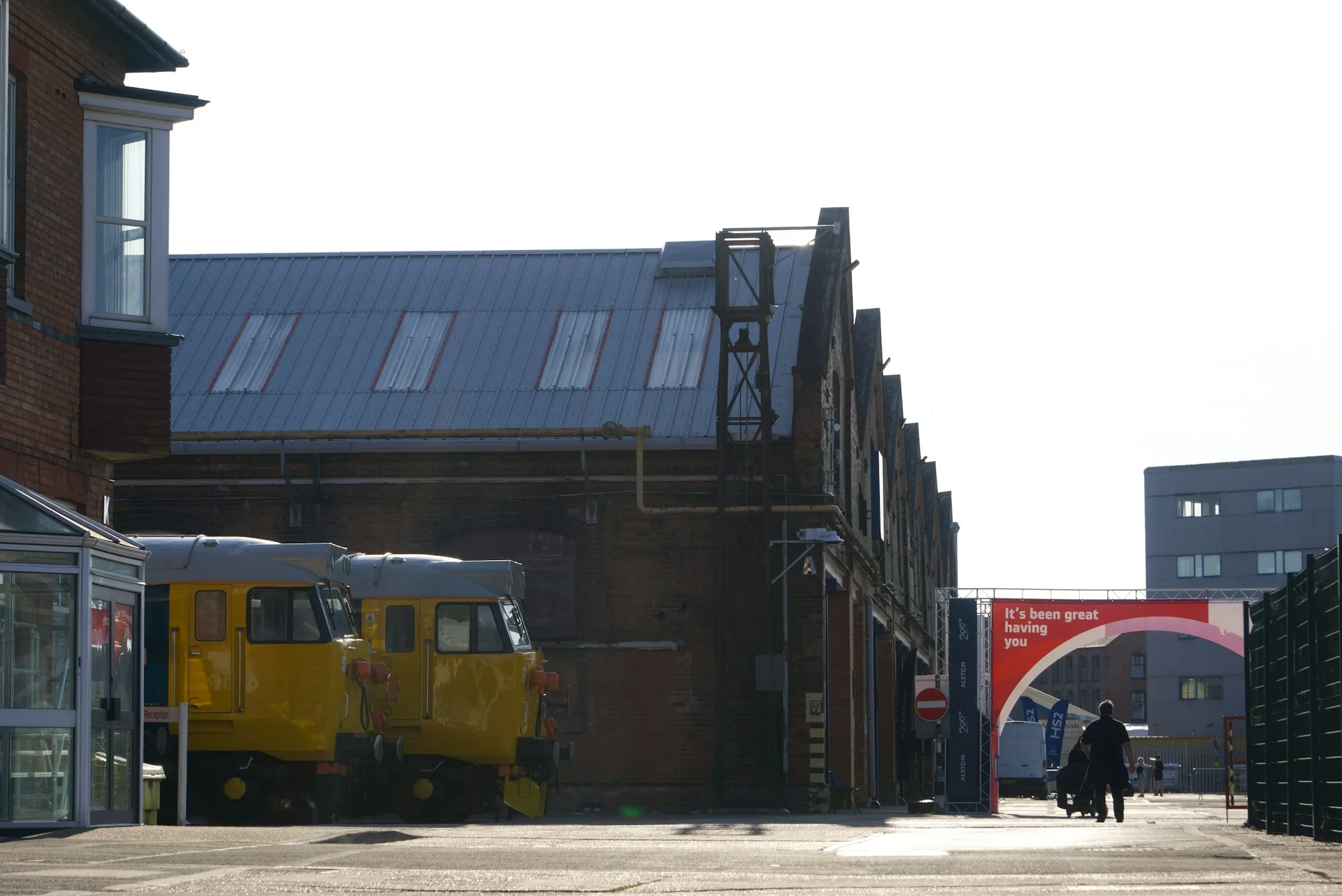 Rail vehicles outside the Alstom works in Derby