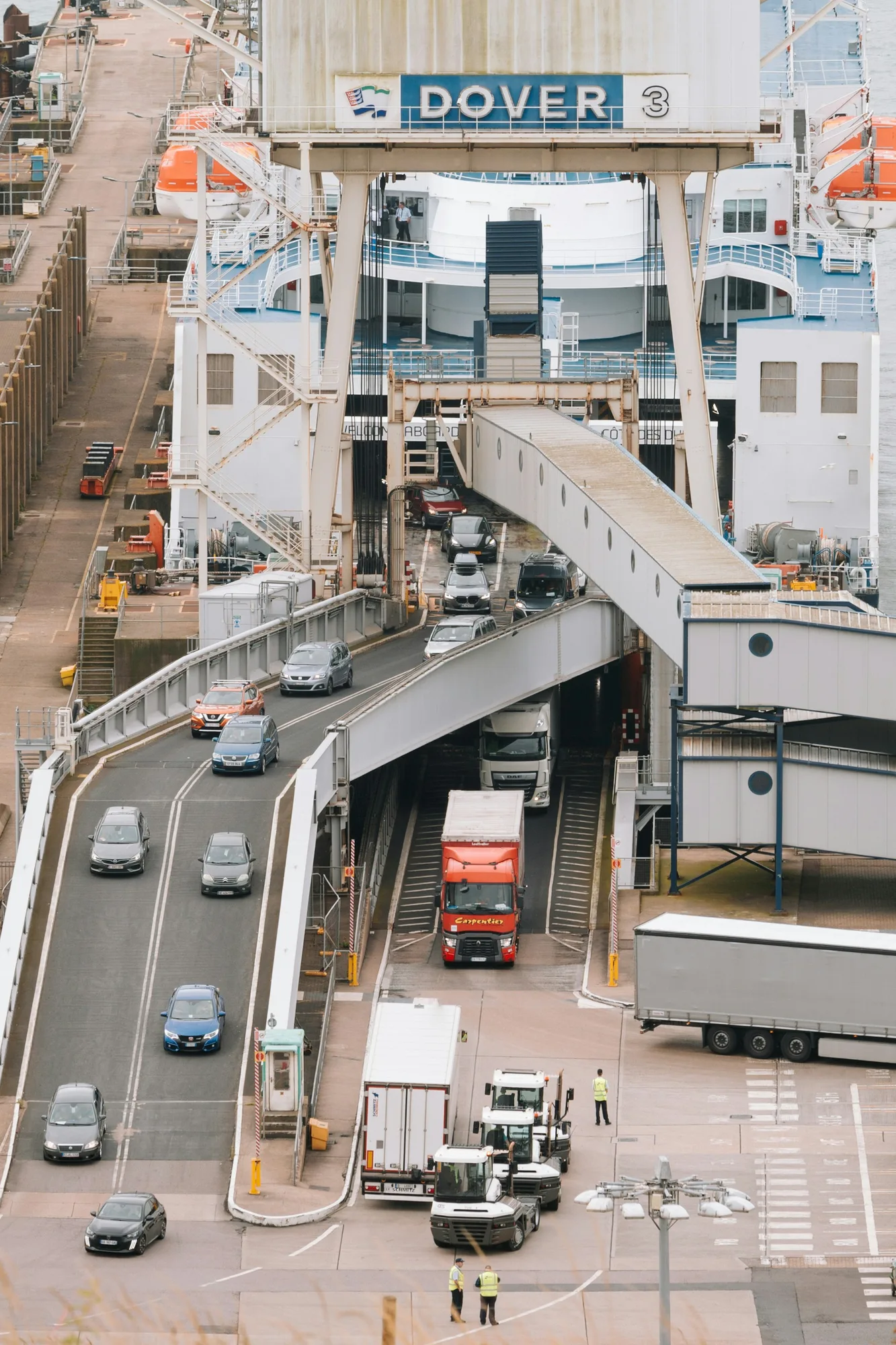 Freight vehicles travelling through the Port of Dover