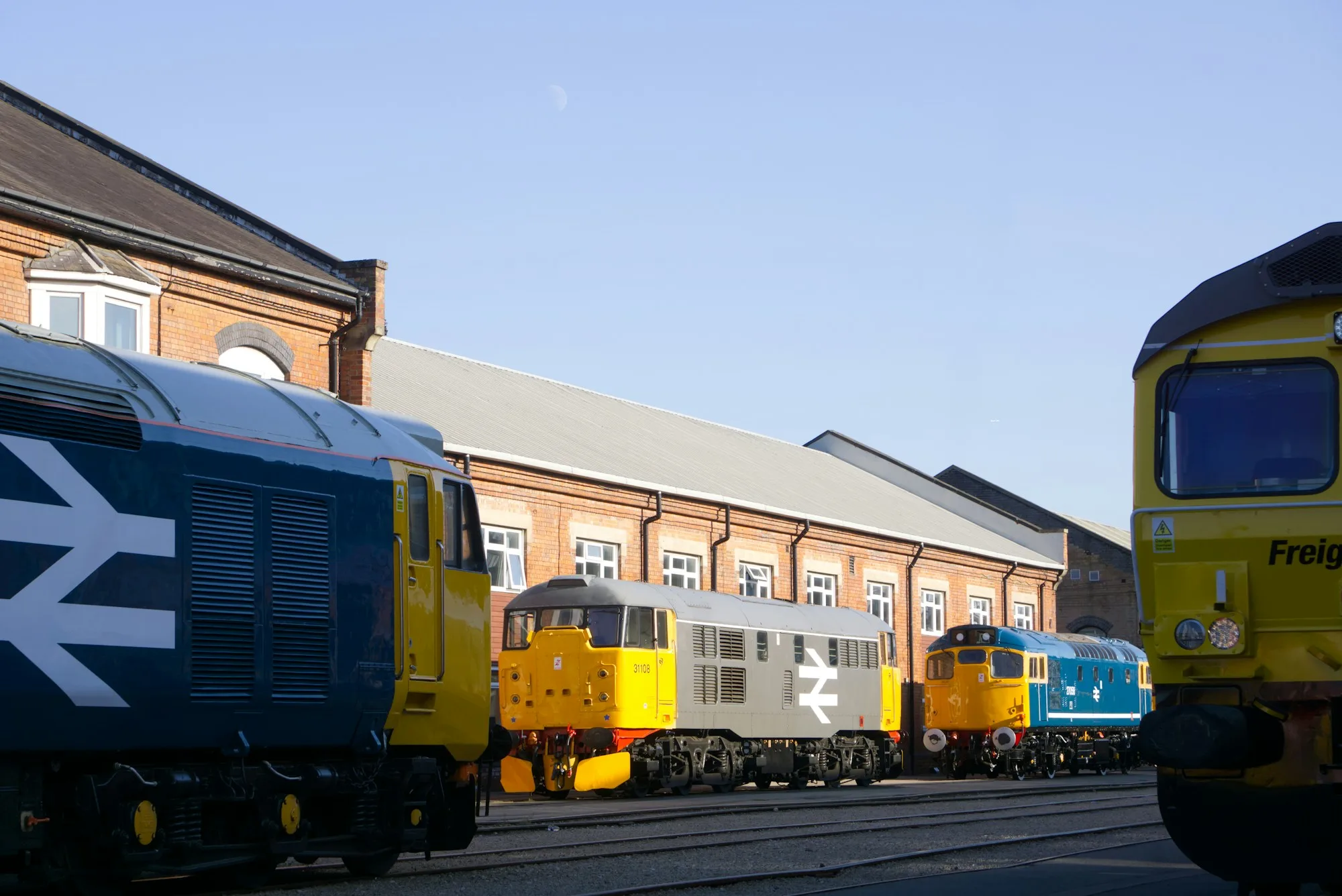 Rail locomotives at the Alstom works in Derby